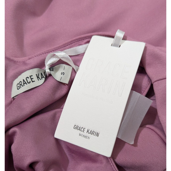 NWT Grace Karin sz S Fit & Flare faux wrap Dress pink sleeveless tank 0228 - Picture 5 of 6